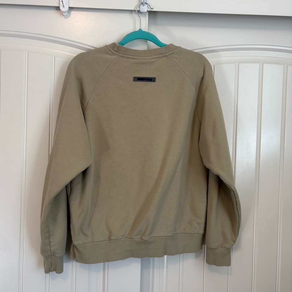 FOG fear of god Essentials crew neck sweatshirt khaki olive color size small - Picture 7 of 7